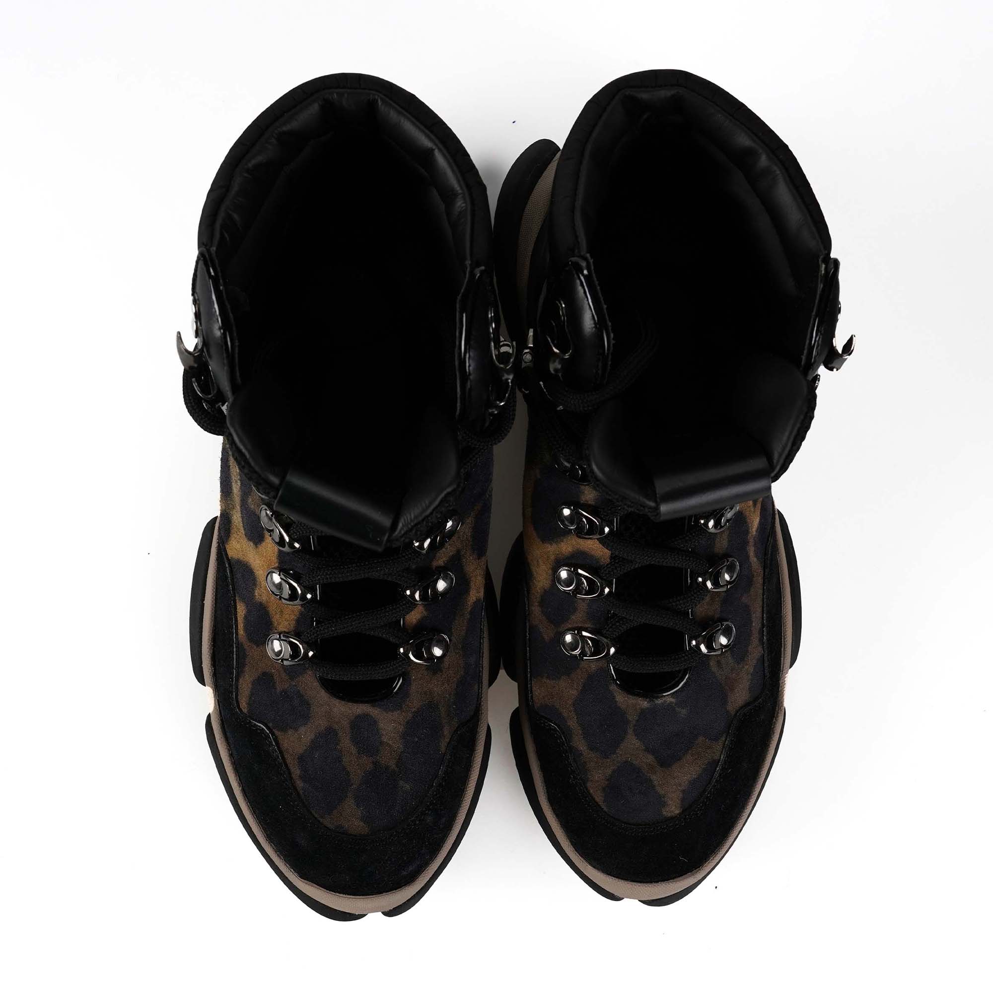 Moncler - Leopard Print Nubuck and Leather Boots 